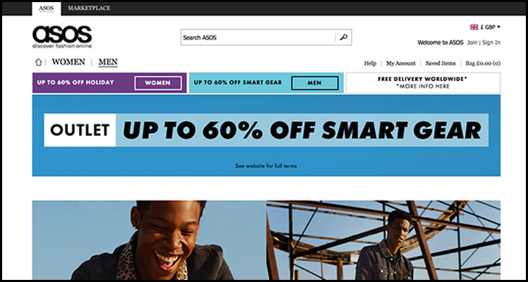 asosの通販サイトのキャプチャ