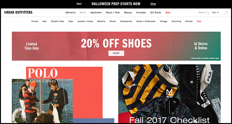 Urbanout Fittersの通販サイトのキャプチャ