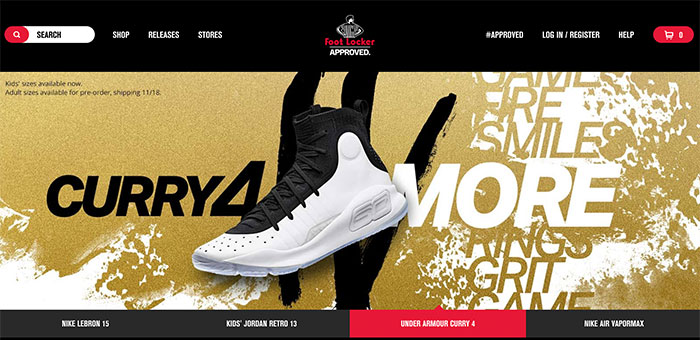 Foot Lockerの通販サイトのキャプチャ