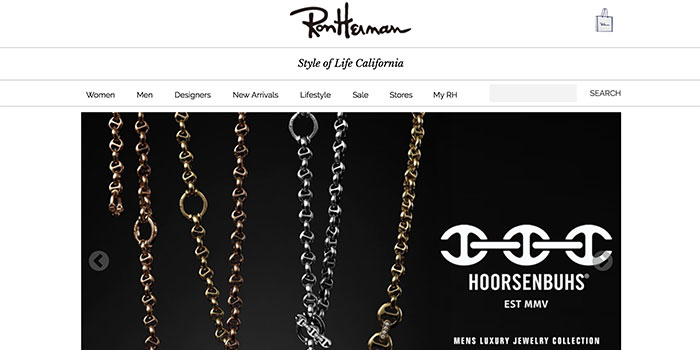 Ron Hermanの通販サイトのキャプチャ