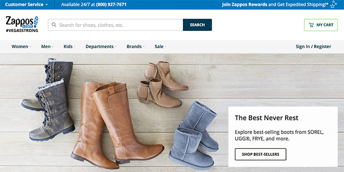 Zapposの通販サイトのキャプチャ